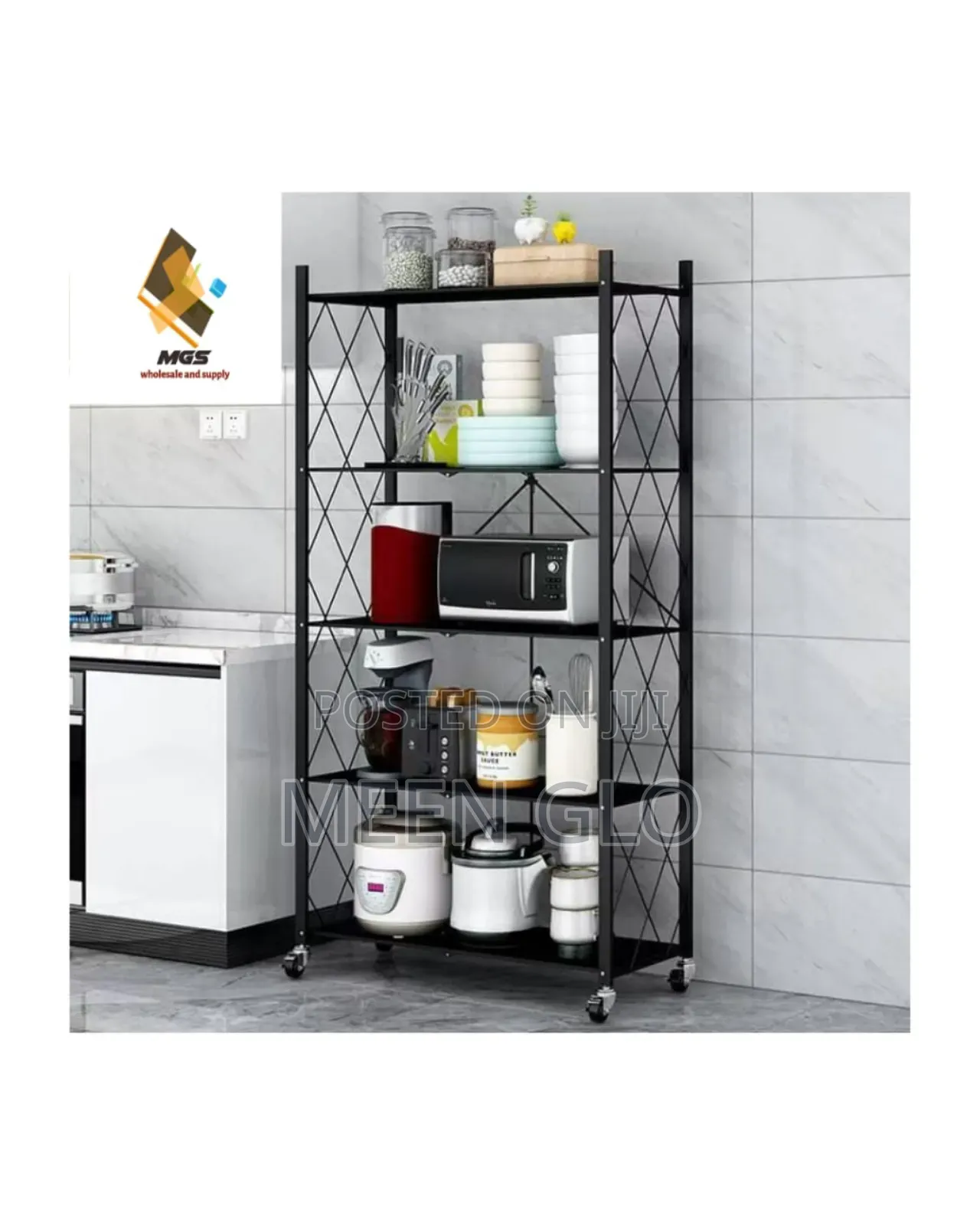 5-Tier Foldable Kitchen Storage Rack