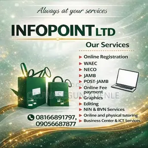 Ict Services, Waec/Neco/Jamb Registration, Nin/BVN Online Tutoring