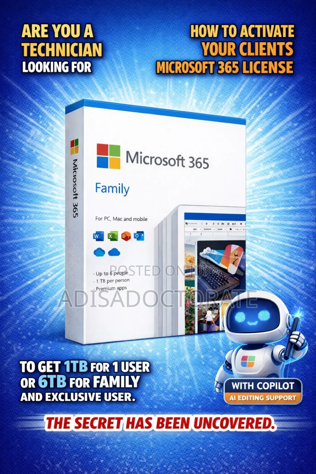 Activate Your Office 365, Ai And 1tb-1user Full Storage ,6tb-6users