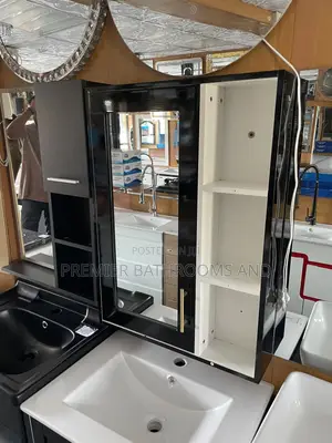 Complete Black Cabinet With Mirror