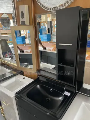 Complete Black Cabinet With Mirror