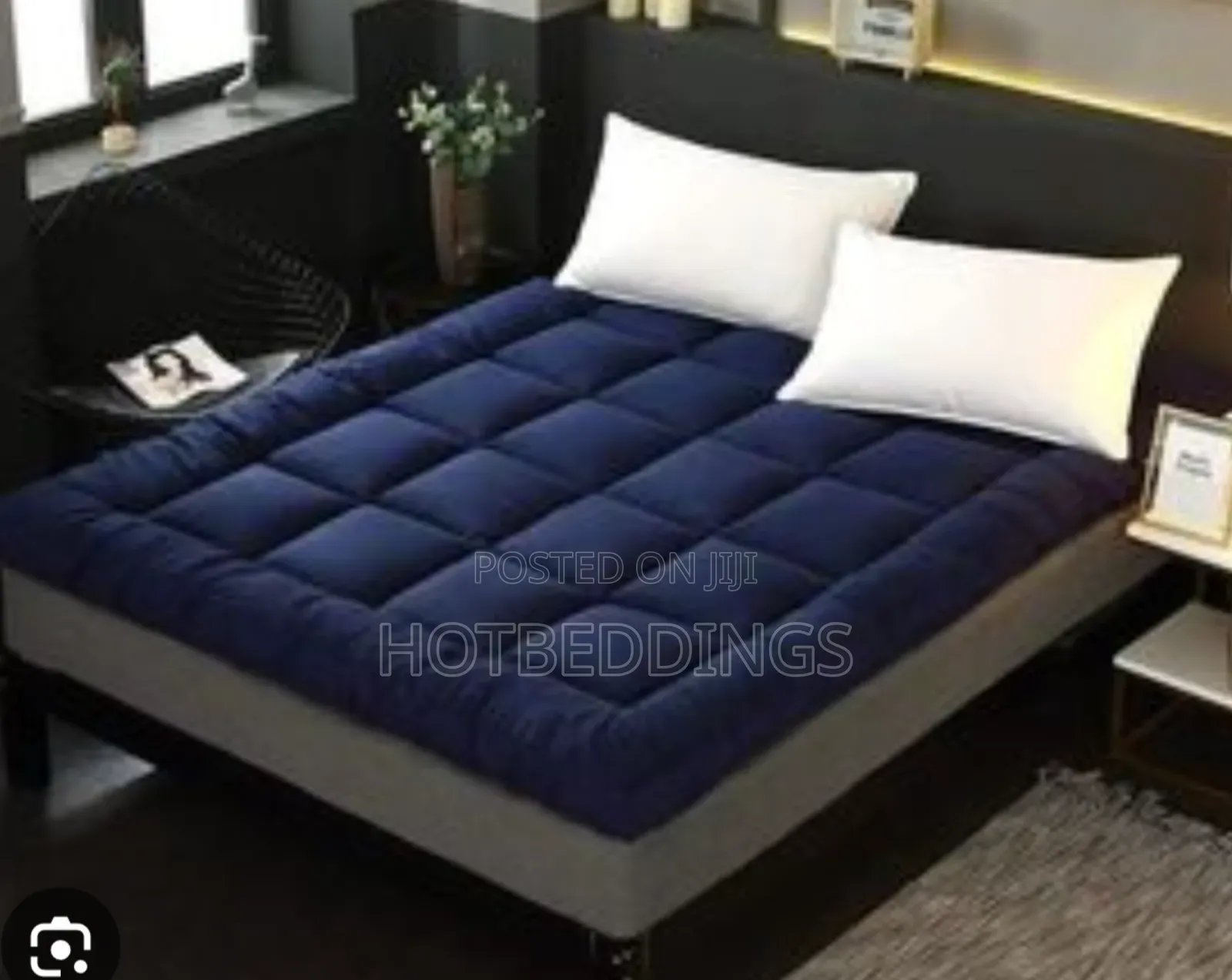 Navy Blue Fluffy Mattress Topper