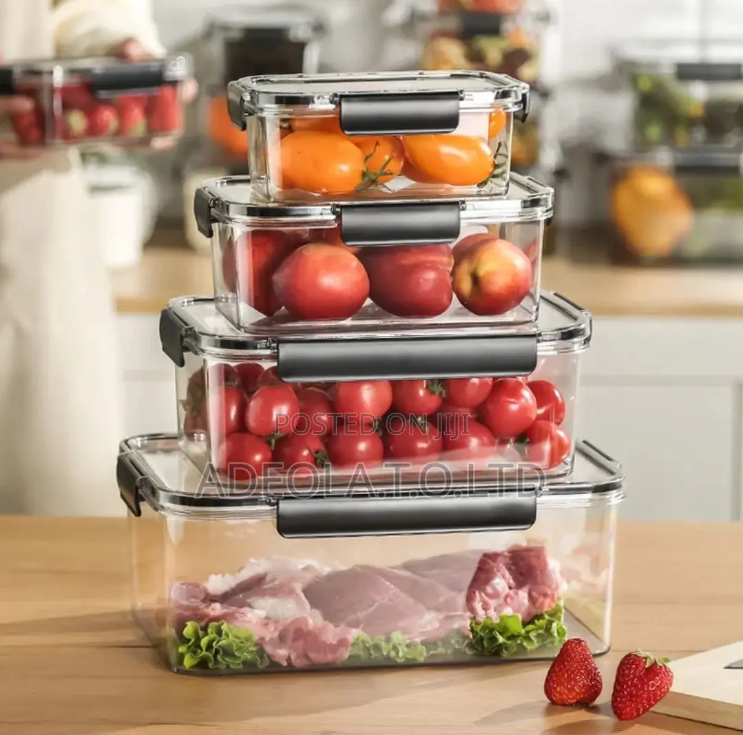 4pcs Set Rectangle Food Storage Box With Lock