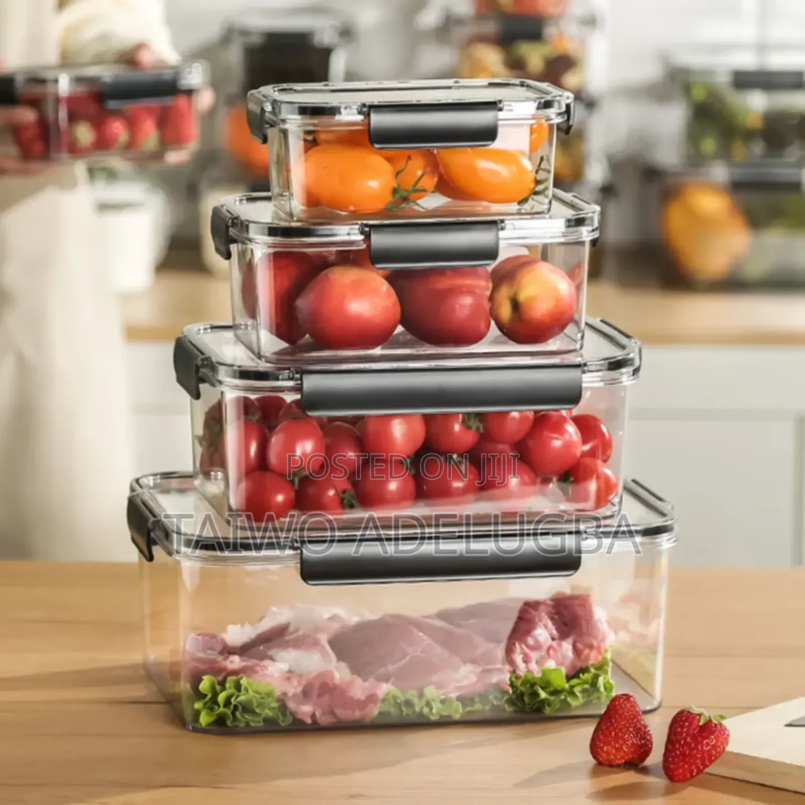 3pcs Set Rectangle Food Storage Box With Lock.