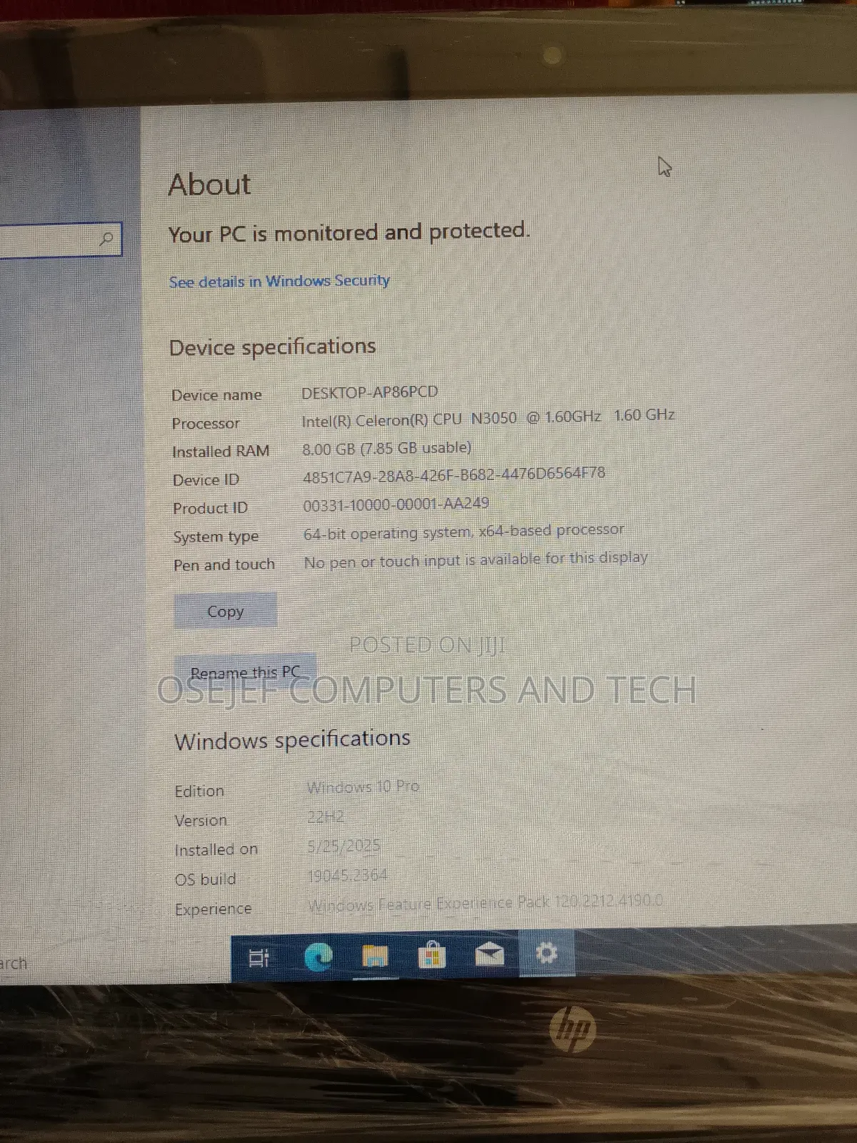 Laptop HP 8GB HDD+SSD 750GB