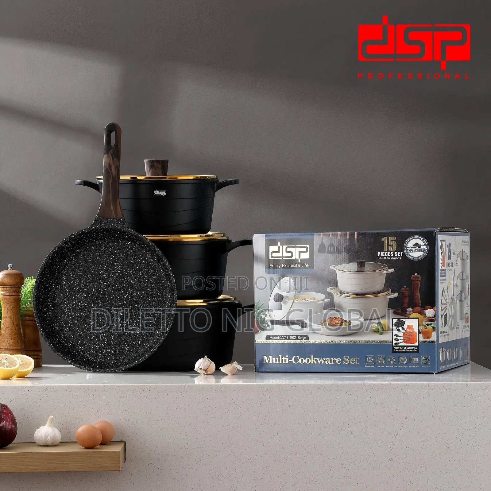 15 PCS Non-Stick Die Cast Iron Pot Set