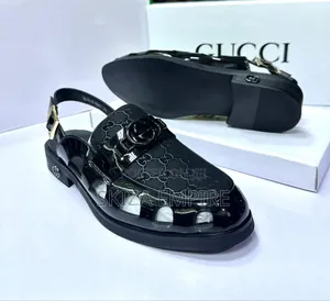 Black Leather Slingback Shoe Sandal
