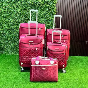 Title: 5-in-1 Navy Blue Soft Shell Suitcase Set