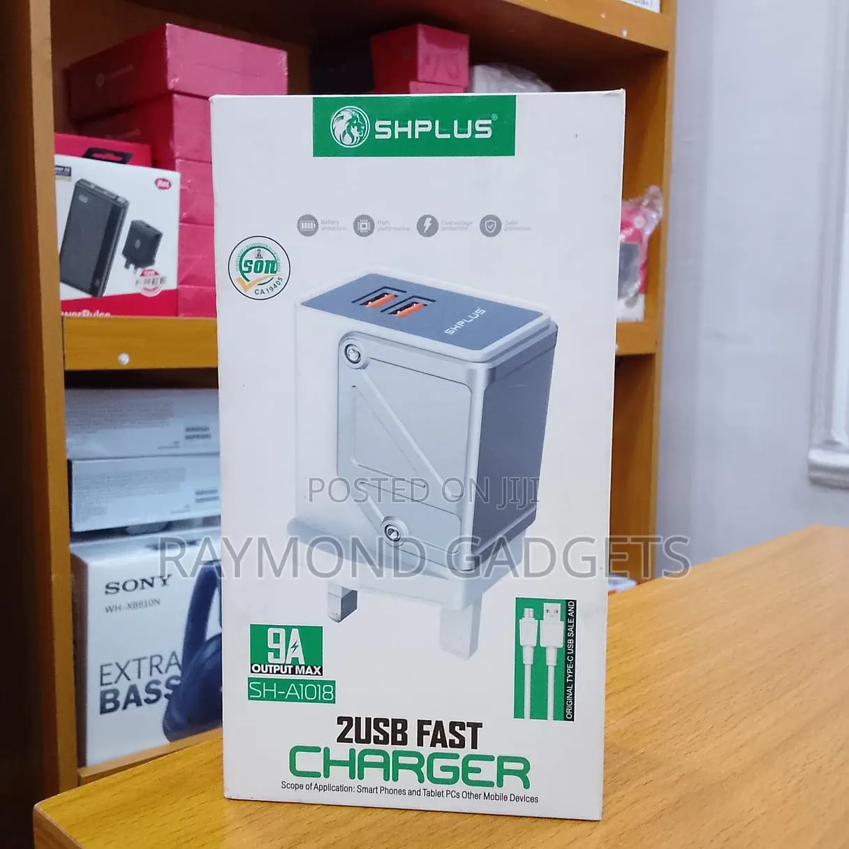 Shplus Sh-a1018 2usb Fast Charger + Type-c Cable – 9a Output