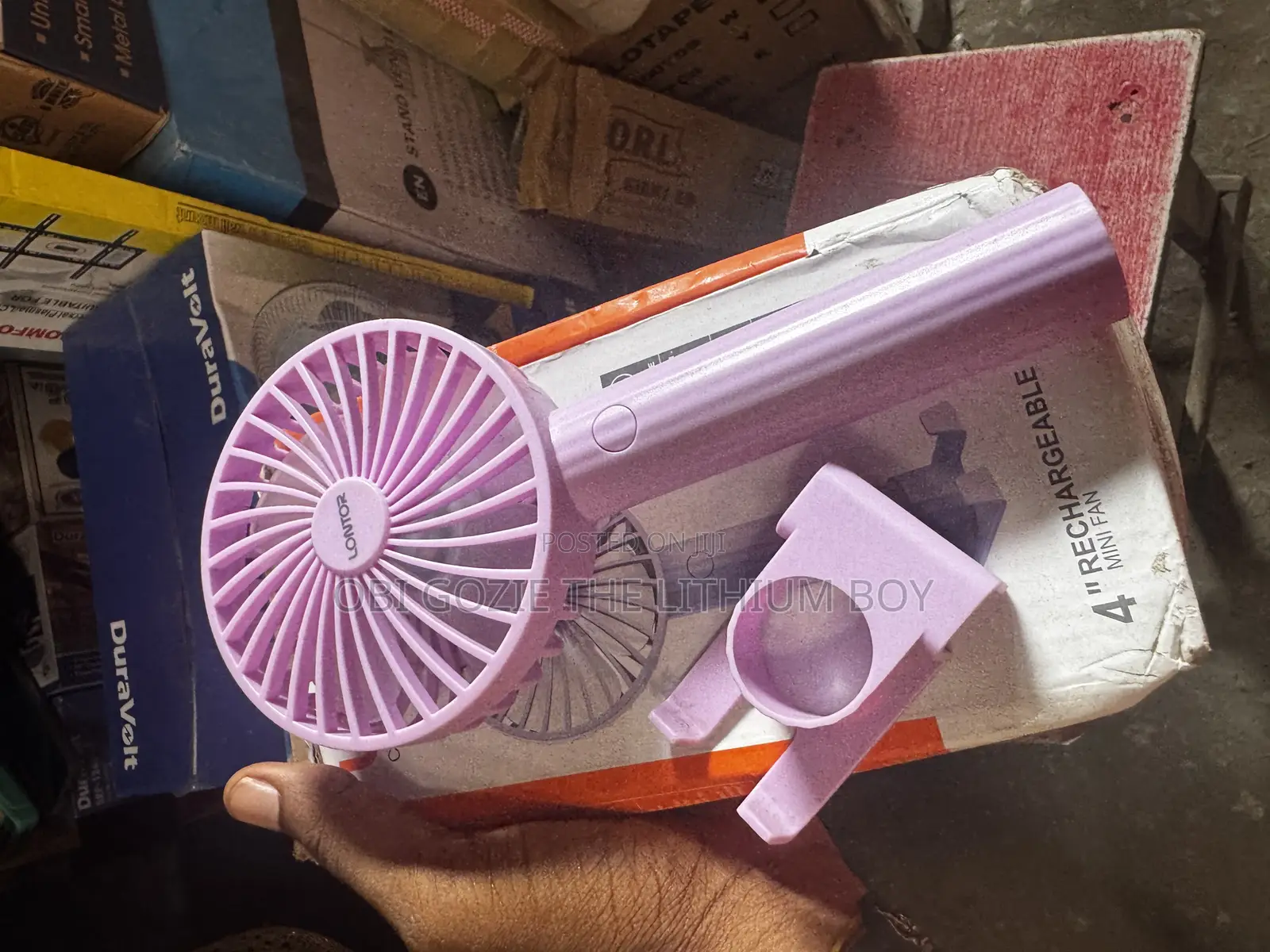 Lontor 4" Rechargeable Mini Standing Fan Wit Lithum Battery Mf014-4