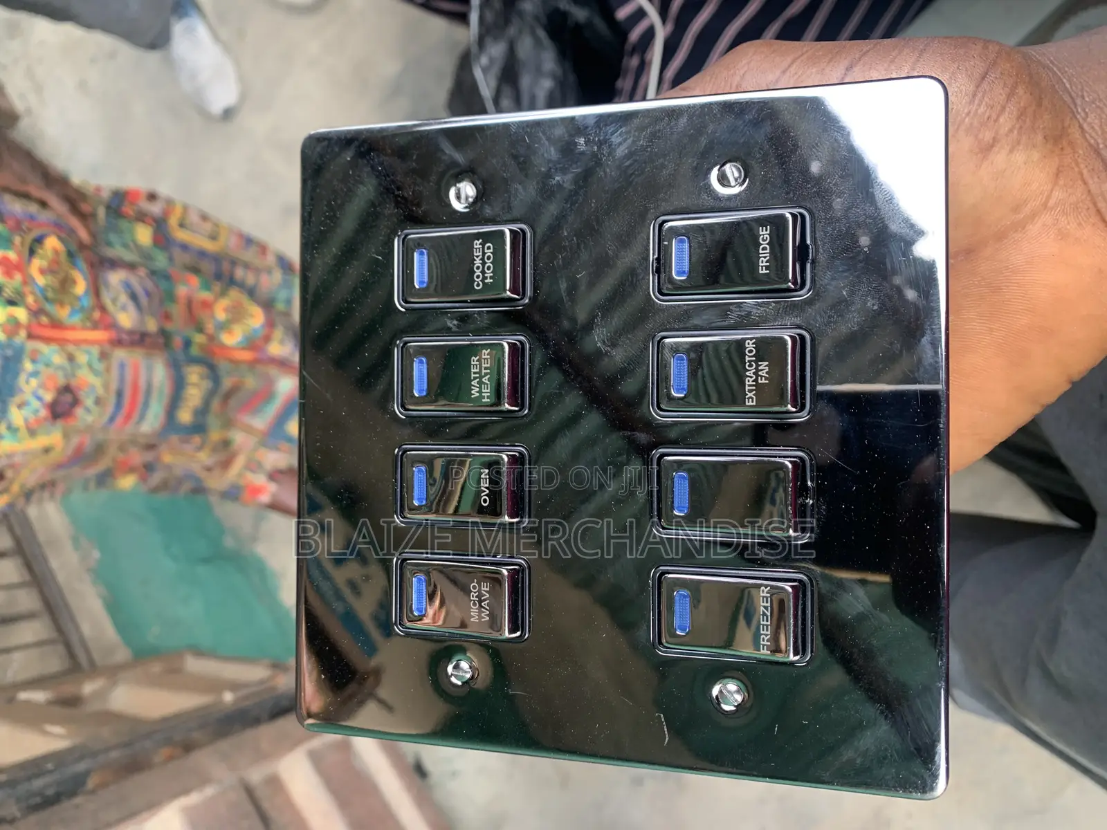 Deta Polished Chrome Customised 8 Gang Kitchen Grid Switch Panel