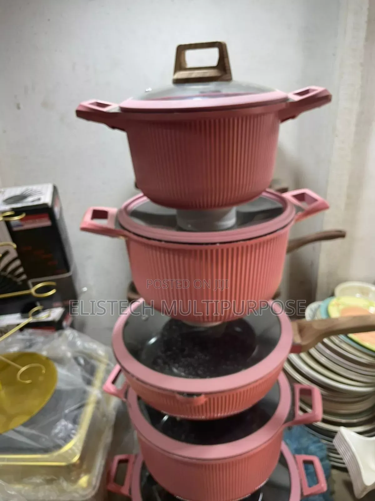 Original 5-Piece Non-Stick Granite Cookware Set - Pink