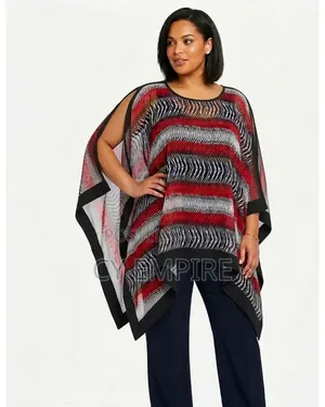 The Crimson Zig-Zag Poncho Top