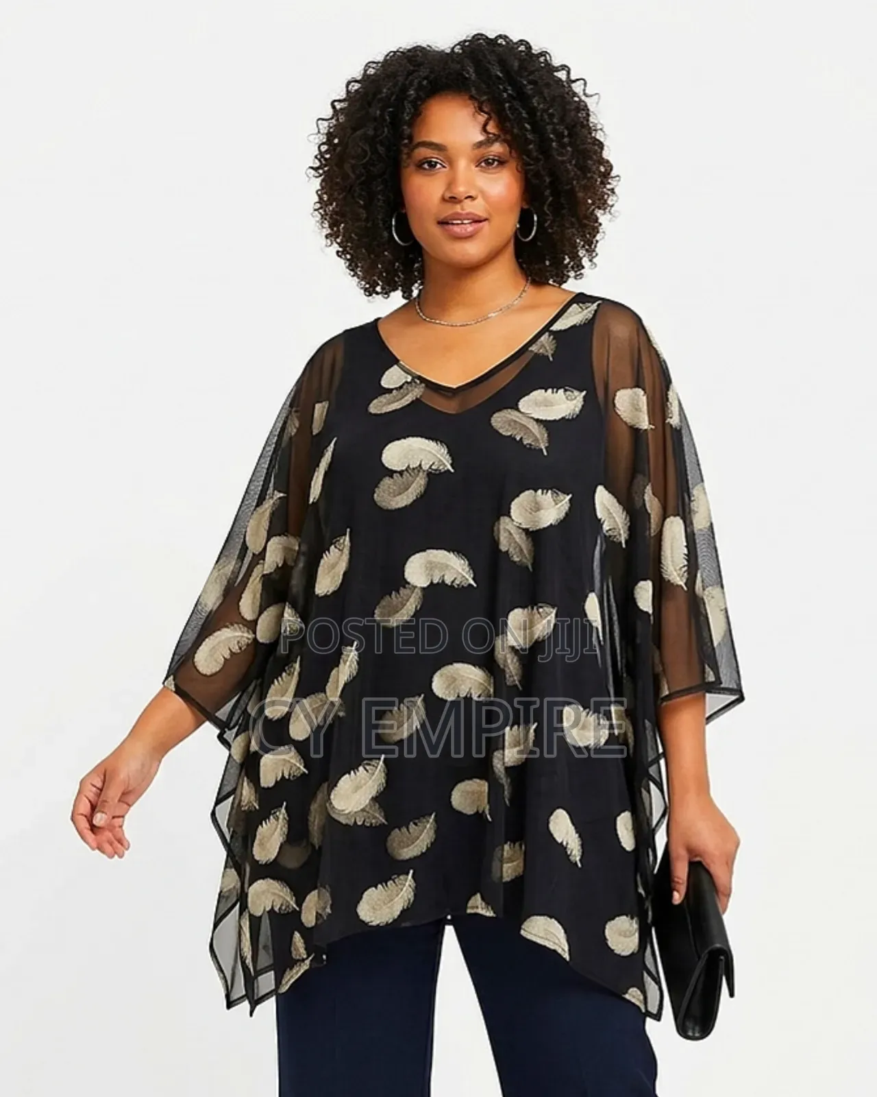 Black Champagne Mesh Poncho Top