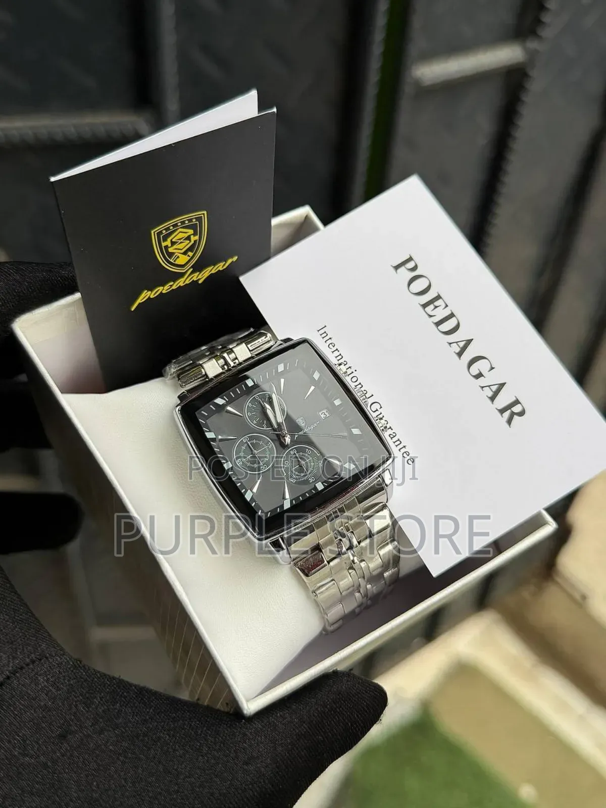 Poedagar Chronograph Watch_square Dial for Men