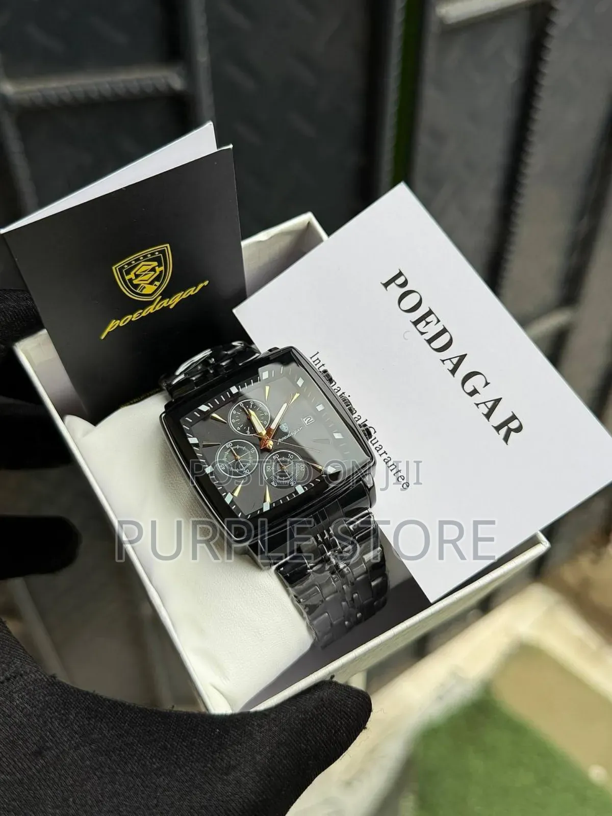 Poedagar Chronograph Watch_square Dial for Men