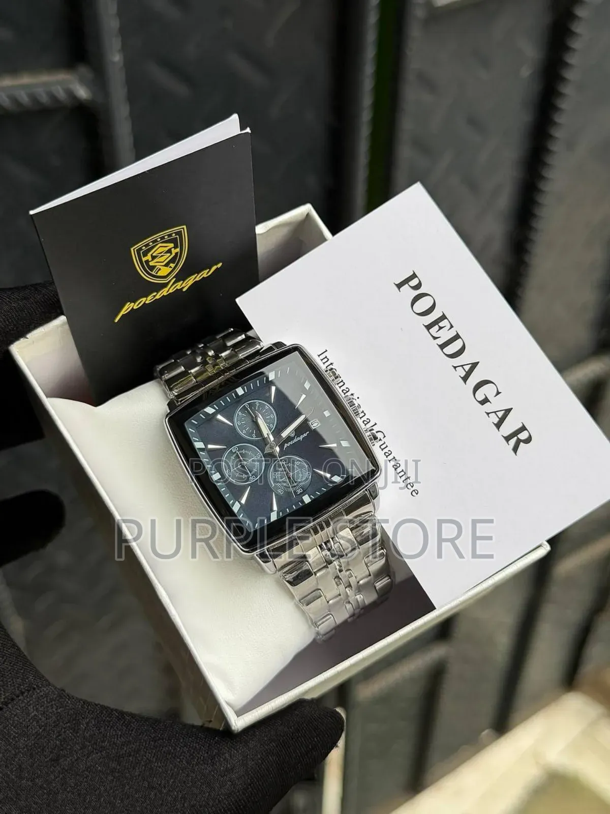 Poedagar Chronograph Watch_square Dial for Men