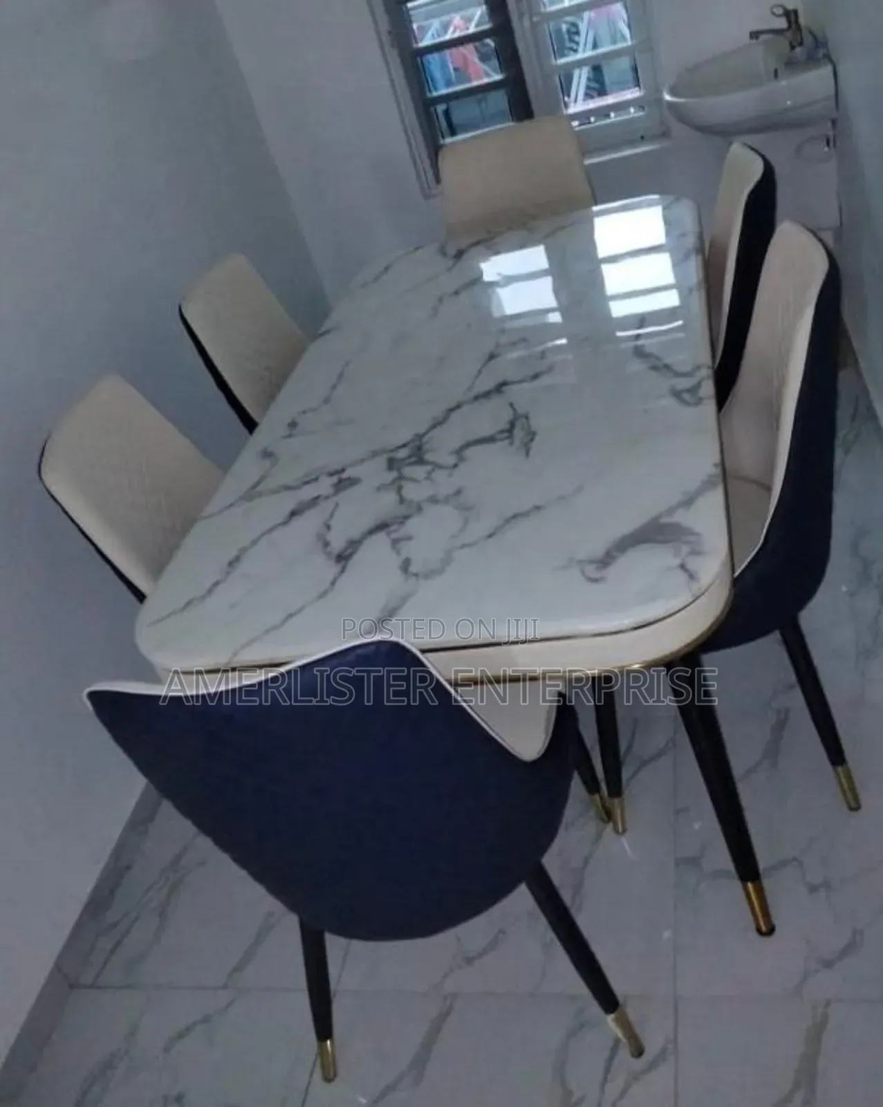 Double Layer Marble Top Dining Set