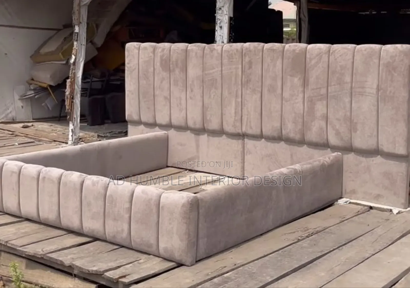 King Size Padded Bedframe With Lower Headboard