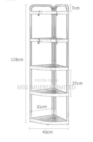 Corner Shelf 5 Tier Bathroom Rack Tall Standing Corner Storage Shelf