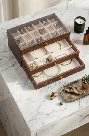 Walnut Pattern Three-layer Drawer Jewelry Box