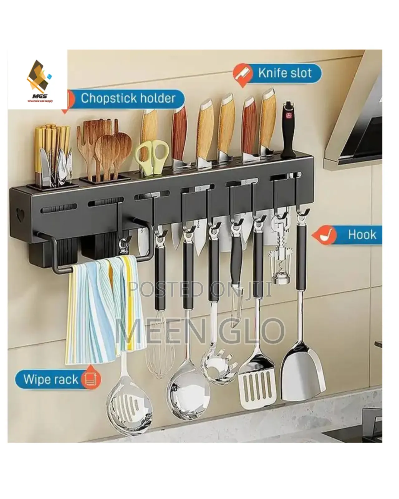 Multifunctional Wall-Mounted Kitchen Organizer Rack