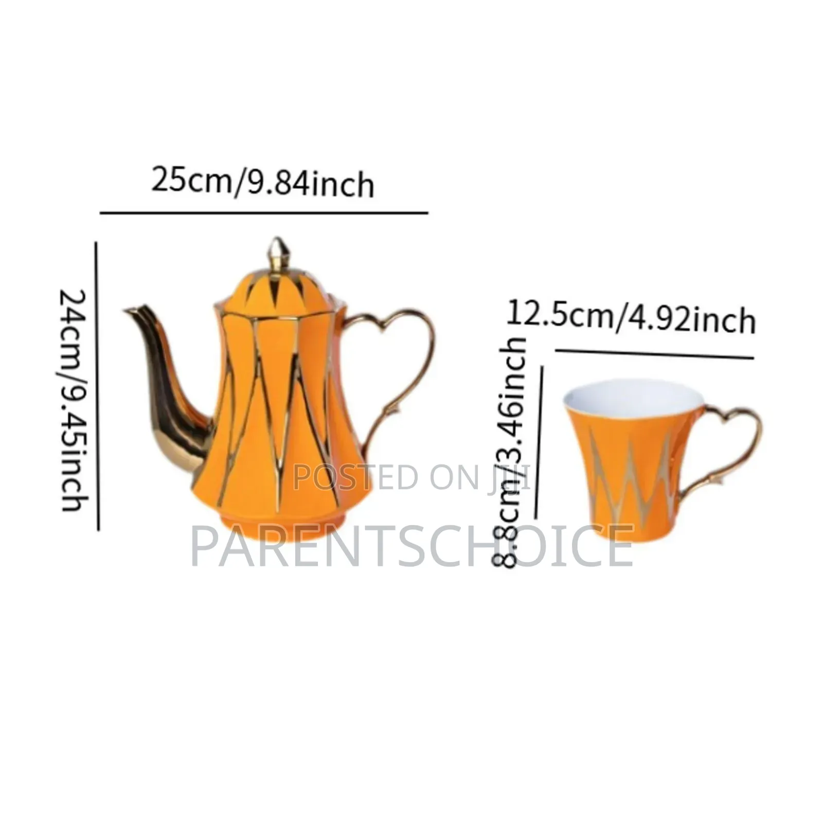Orange Coffee Cups 8pcs Set