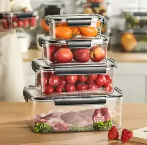 4pcs Set Rectangle Food Storage Box With Lock