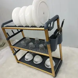 Aluminum Rust Free Quality Gold 3 Tier Dish Rack