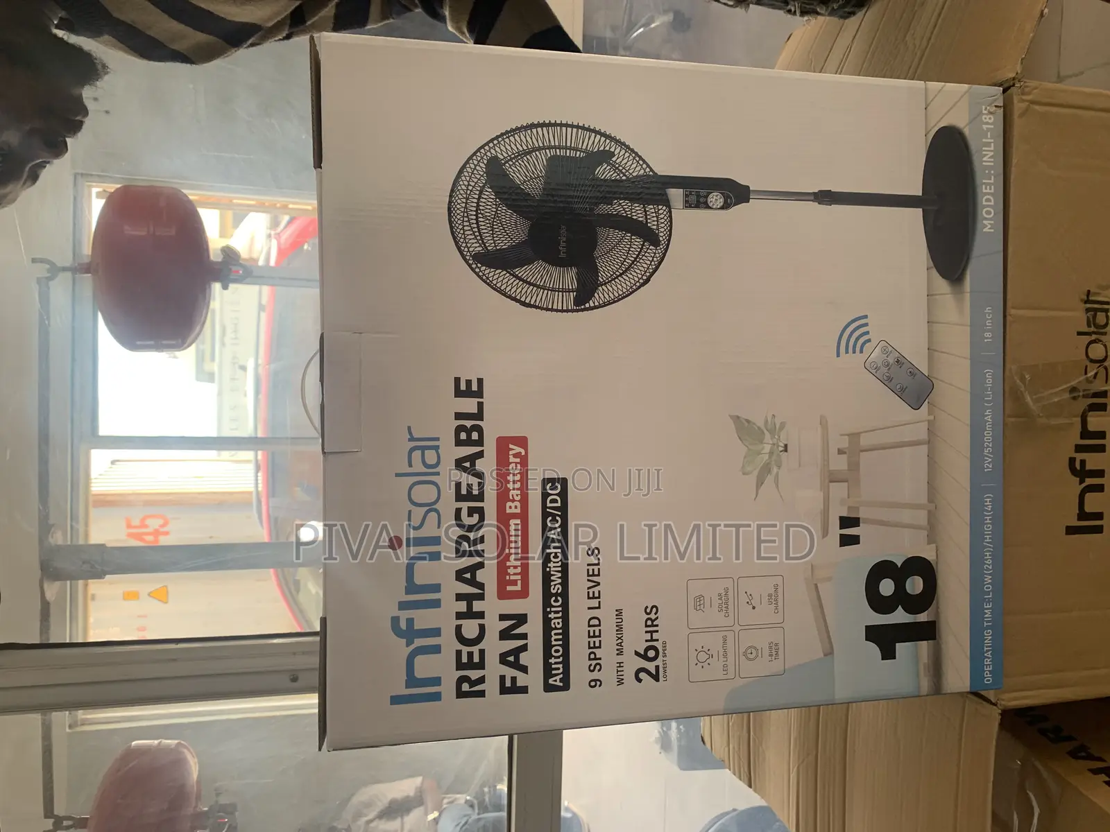 18inches Solar Rechargeable Standing Fan