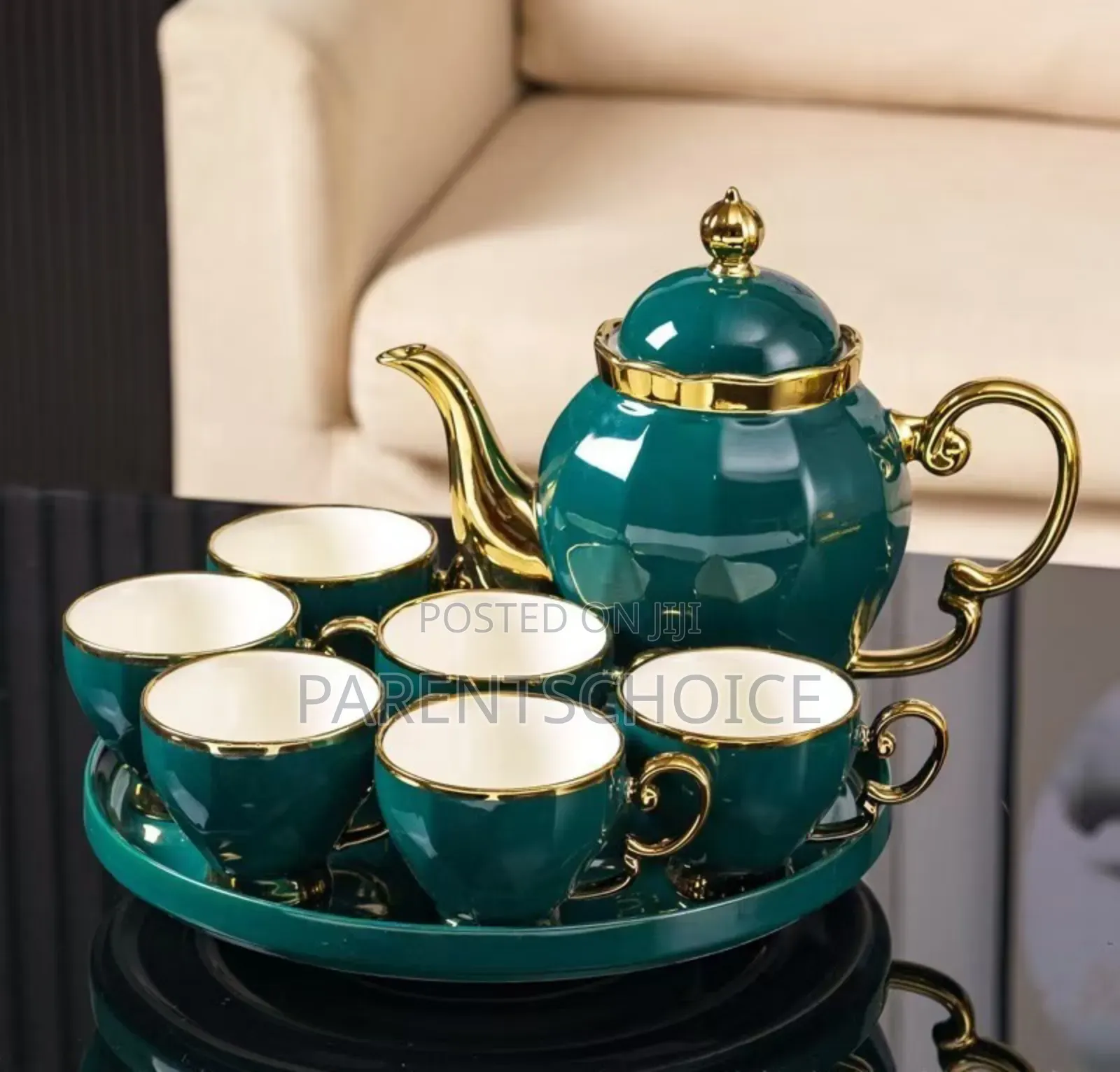 Luxury British Style Teacoffee Cup Set- Green / White