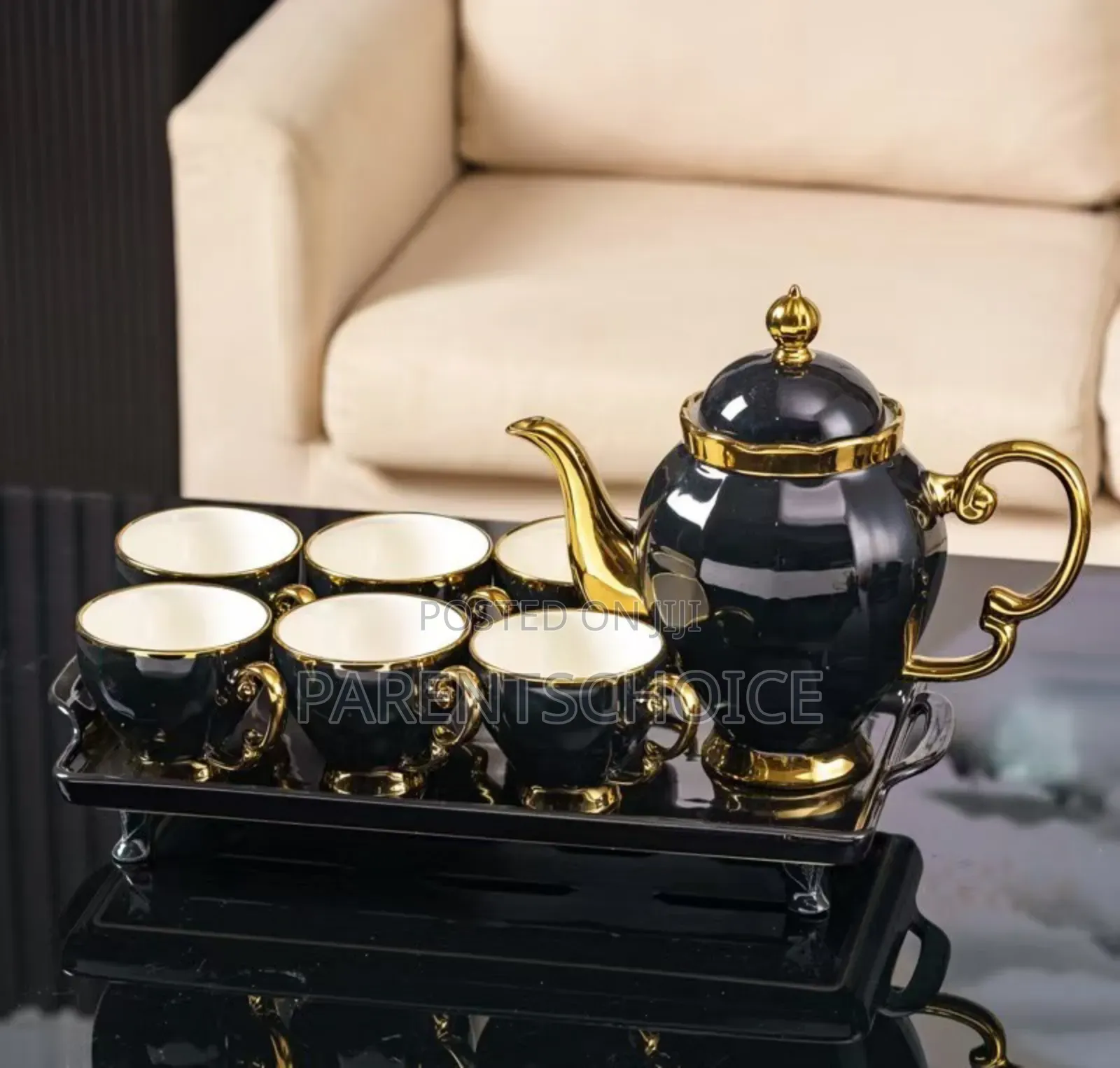Luxury British Style Teacoffee Cup Set- Green / White
