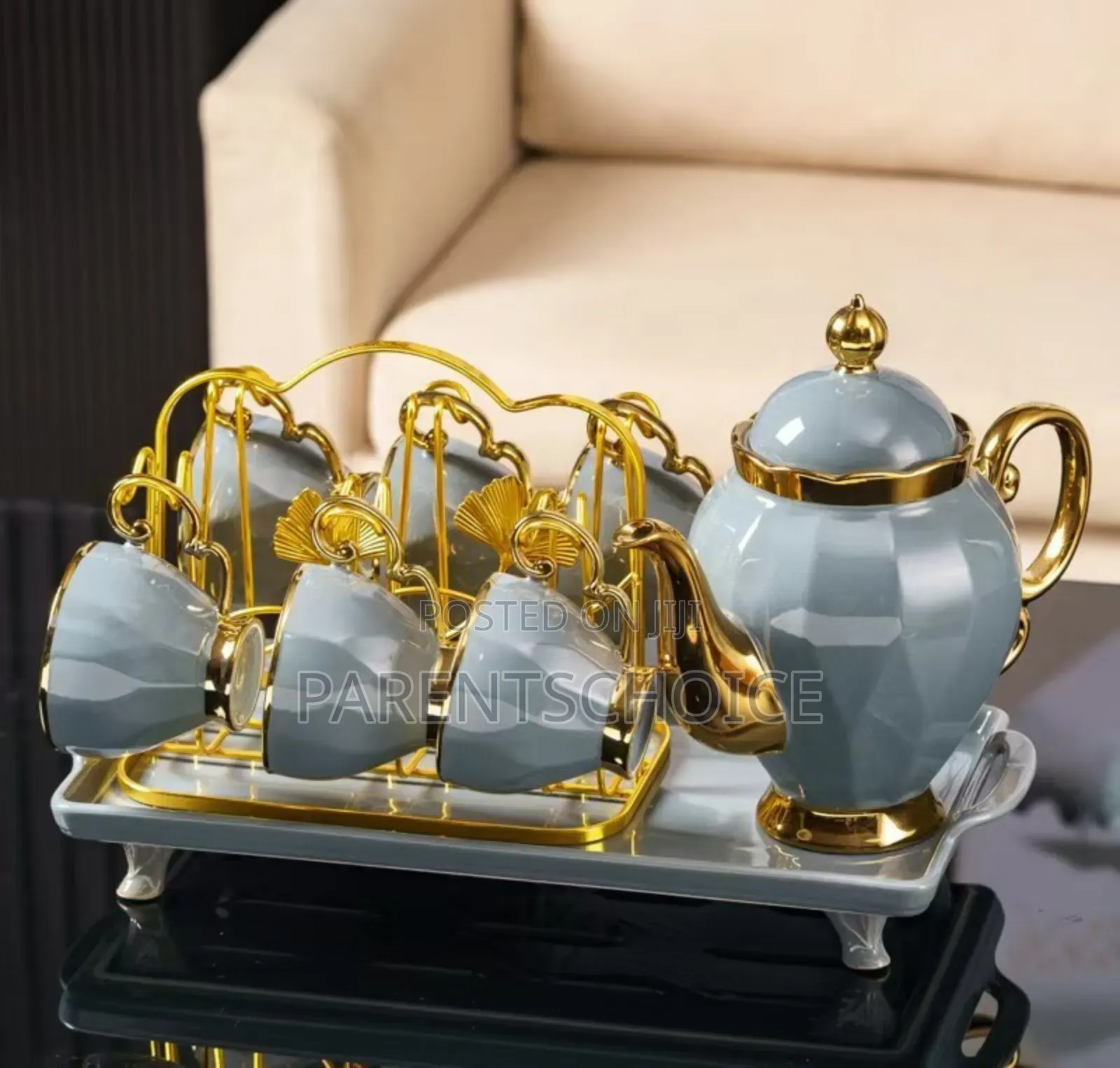 Luxury British Style Teacoffee Cup Set- Green / White