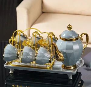Luxury British Style Teacoffee Cup Set- Green / White