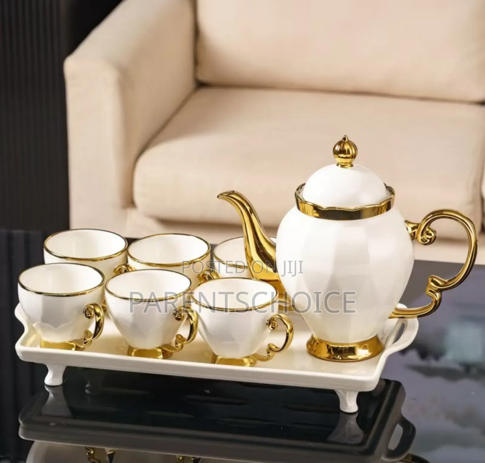 Luxury British Style Teacoffee Cup Set- Green / White