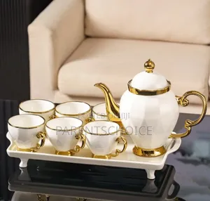 Luxury British Style Teacoffee Cup Set- Green / White