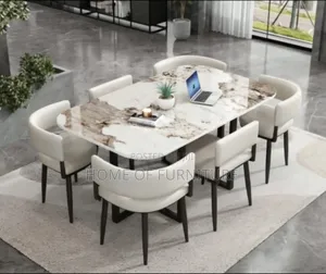 6-Seater Marble Top Dining Set – Quality Imported Chairs Table