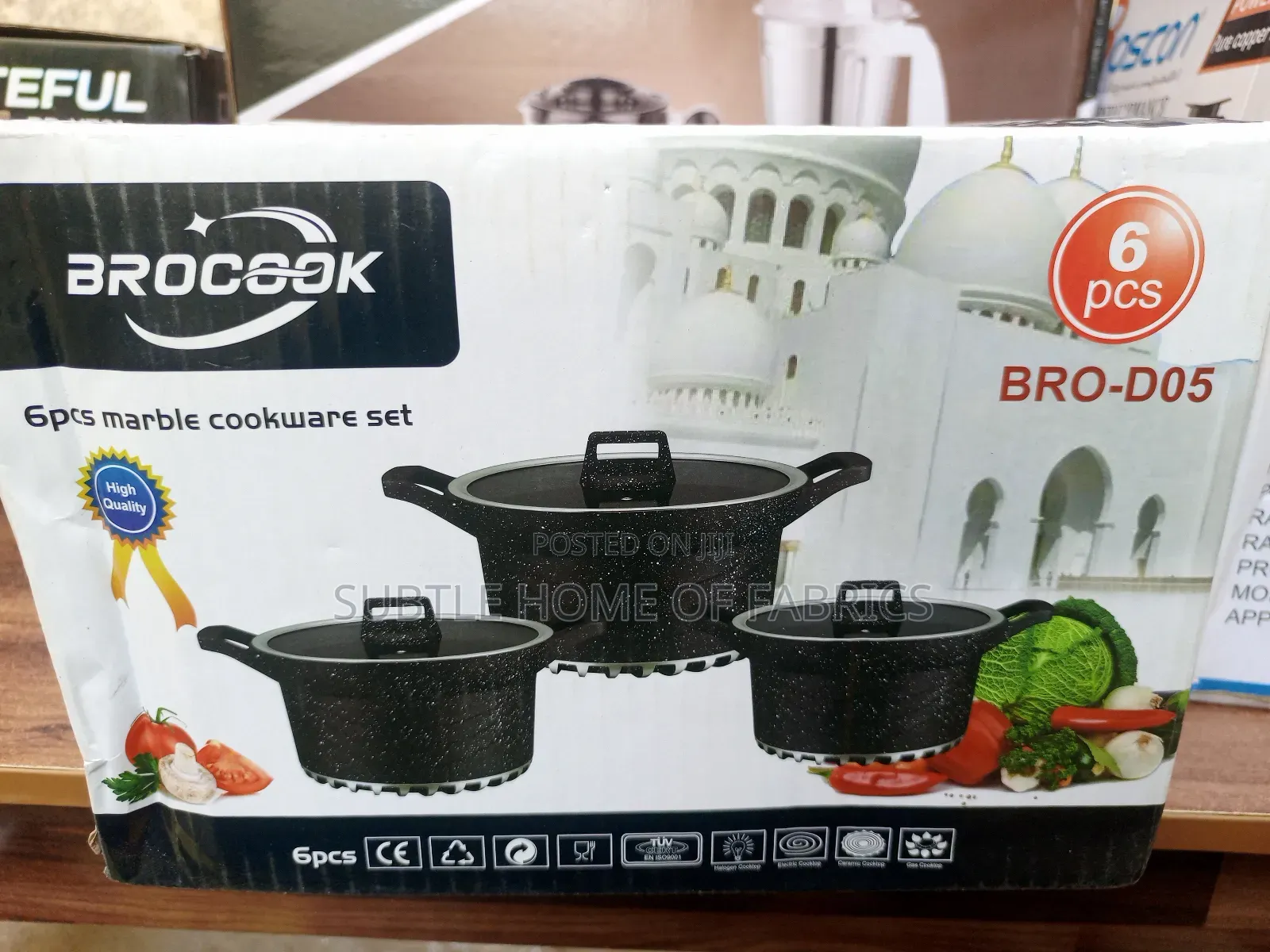 Premium 6pcs Marble Non-Stick Cookware Set – Durable Stylish