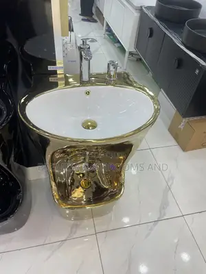 Gold and Black Standing Washing Hand Basin