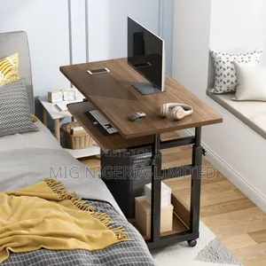 Solid Wood End Table With Sturdy Steel U-Shaped Legs Table for Living