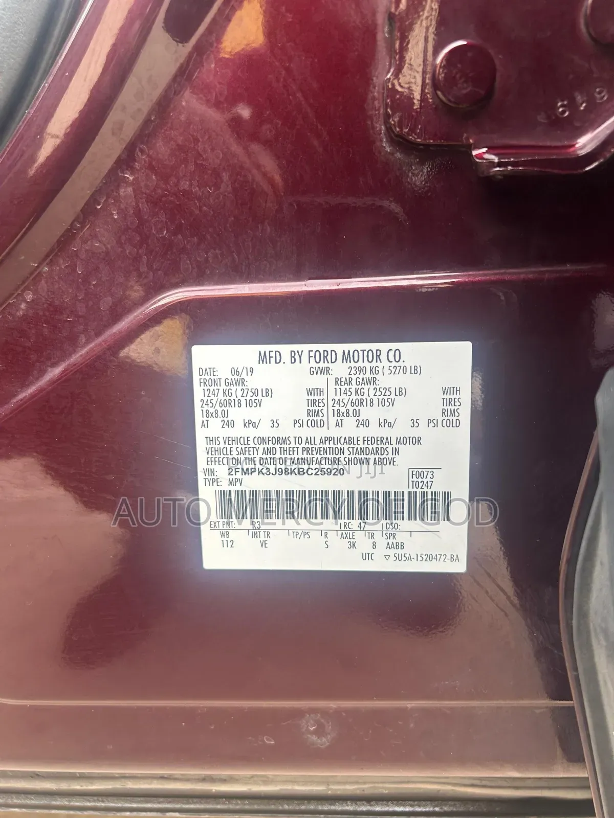 Ford Edge SE AWD 2019 Brown