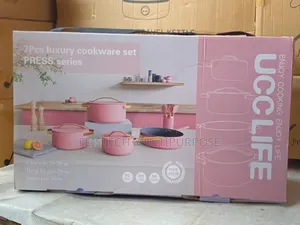 Ucc Life 7pcs Luxury Non-Stick Cookware Set - Pink and Gold