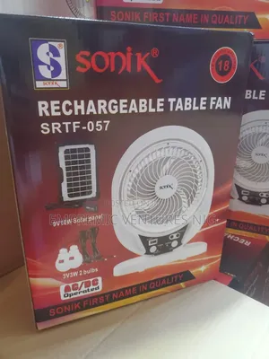 Rechargeable Table Fan Sonik With 9v10w Solar Panel 3v3w Bulbs 8inch