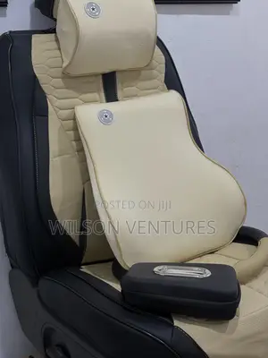 Universal Leather Car Seat Cover 5 Seater Milk And Black With Tissue