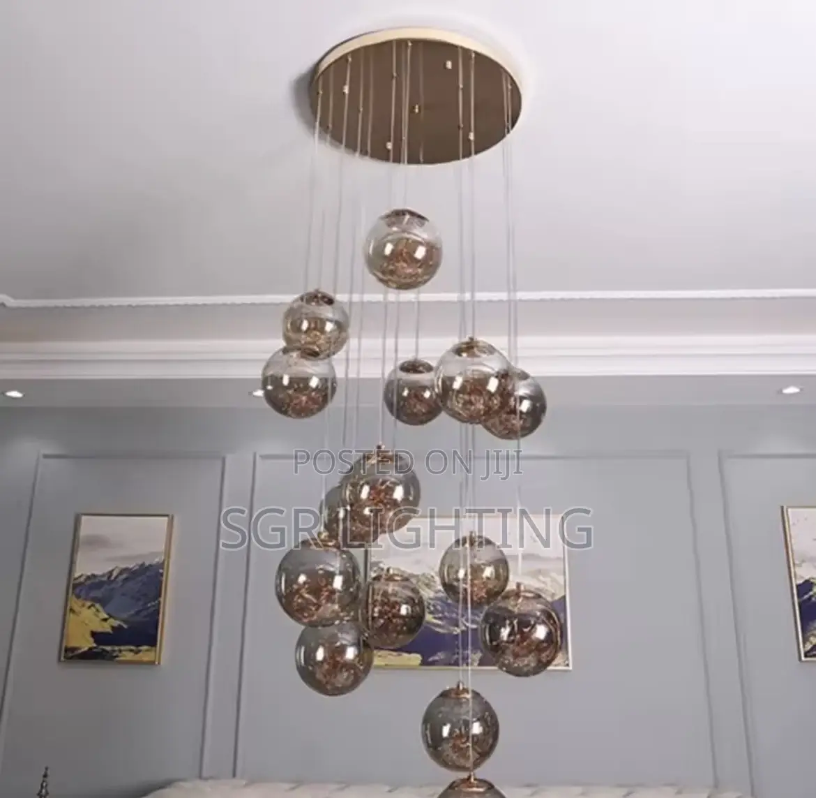 Luxury Silver Glass Pendant Chandelier Led