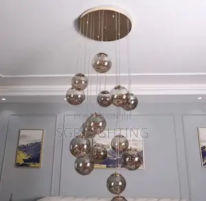 Luxury Silver Glass Pendant Chandelier Led