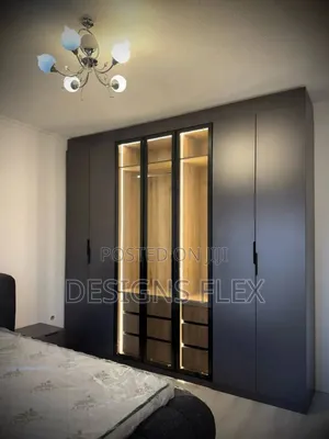 Wardrobe With Glass Doors and Led Lights