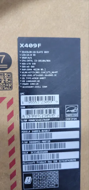New Laptop Asus X409JA 4GB Intel Core i3 HDD 1T