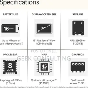New Laptop Microsoft 16GB Qualcomm Snapdragon X Plus SSD 256GB