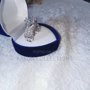 White Zirconia Solid Silver Engagement / Proposal Ring